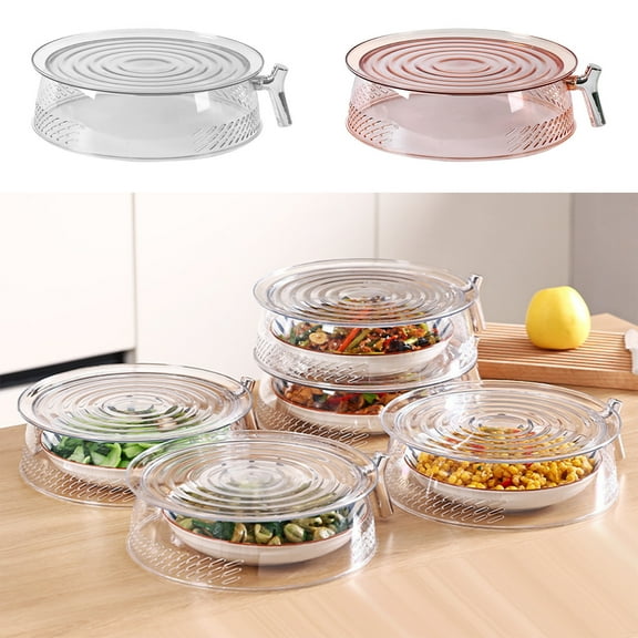 Stackable Plastic Food Cover with Metal Handle | Multi-Layer Kitchen Fly & Leftovers Protector | Transparent Breathable Design | 9.6x9.6x2.9 Inches