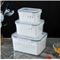 thumbnail image 1 of Stackable Plastic Food Storage Containers with Colander Inserts Airtight BPA-Free Refrigerator Organizers for Vegetables Fruit Berries Lettuce Produce Fresh Keepers, 1 of 7