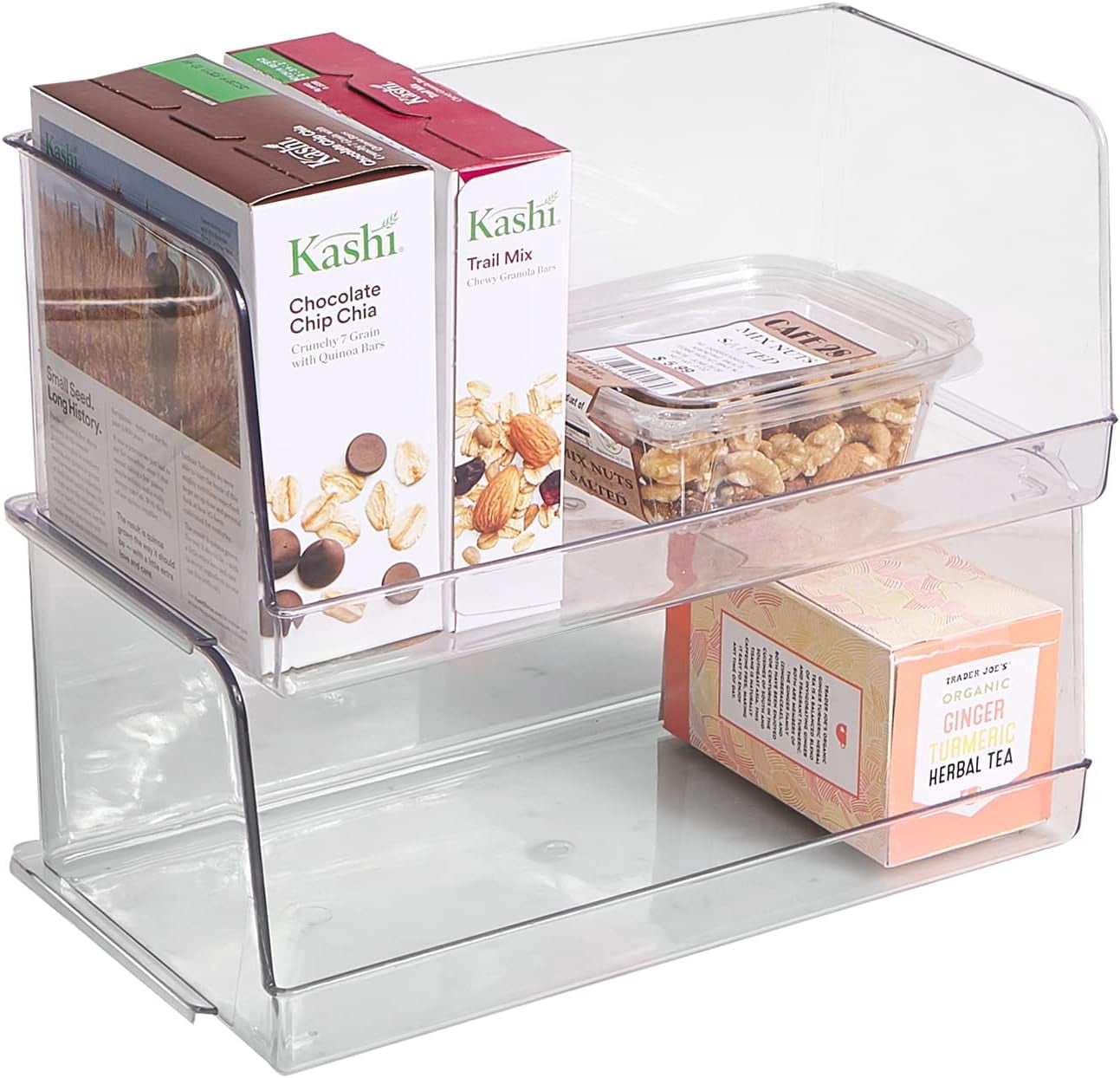 Stackable Household Items Stackable Plastic Food Storage Organizer Bin Basket with Open Front for ...