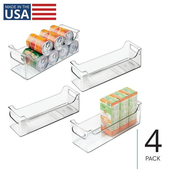 iDesign Stackable Plastic Pantry Bin with Handles, Set of 4, Clear, Made in USA