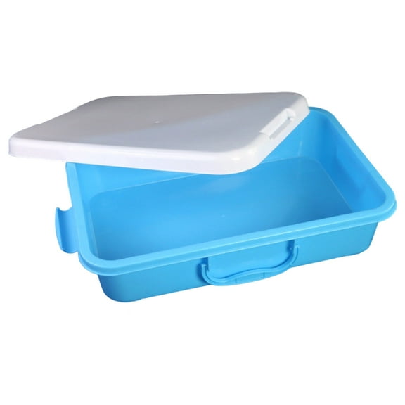 Stackable Plastic Sand Tray Set With Lid Stickers Portable Sensory Bin For Kids Art Crafts Storage Blue Green