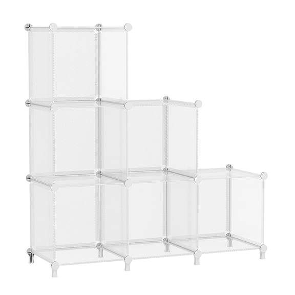 Stackable Plastic Shelving Unit Translucent Twill 6 Cube Storage for Bedroom Home