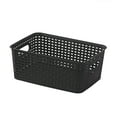 thumbnail image 1 of Stackable Plastic Storage Basket with Handles, Woven Organizer Bin for Home Office Organization, Toys Books Clothes Storage, Multifunctional Shelf Der Desktop Container, 1 of 2
