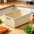 thumbnail image 1 of Stackable Plastic Storage Basket with Ventilation Holes, Breathable Organizer Bin for Fruits, Vegetables, Snacks, Pantry, Bathroom and Desktop Storage, 1 Pack, 1 of 7