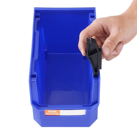Stackable Plastic Storage Bins, 11x5x5 Inches, 12-Pack - Heavy Duty Hanging Organizer for Closet, Pantry, Kitchen (Blue/Red)