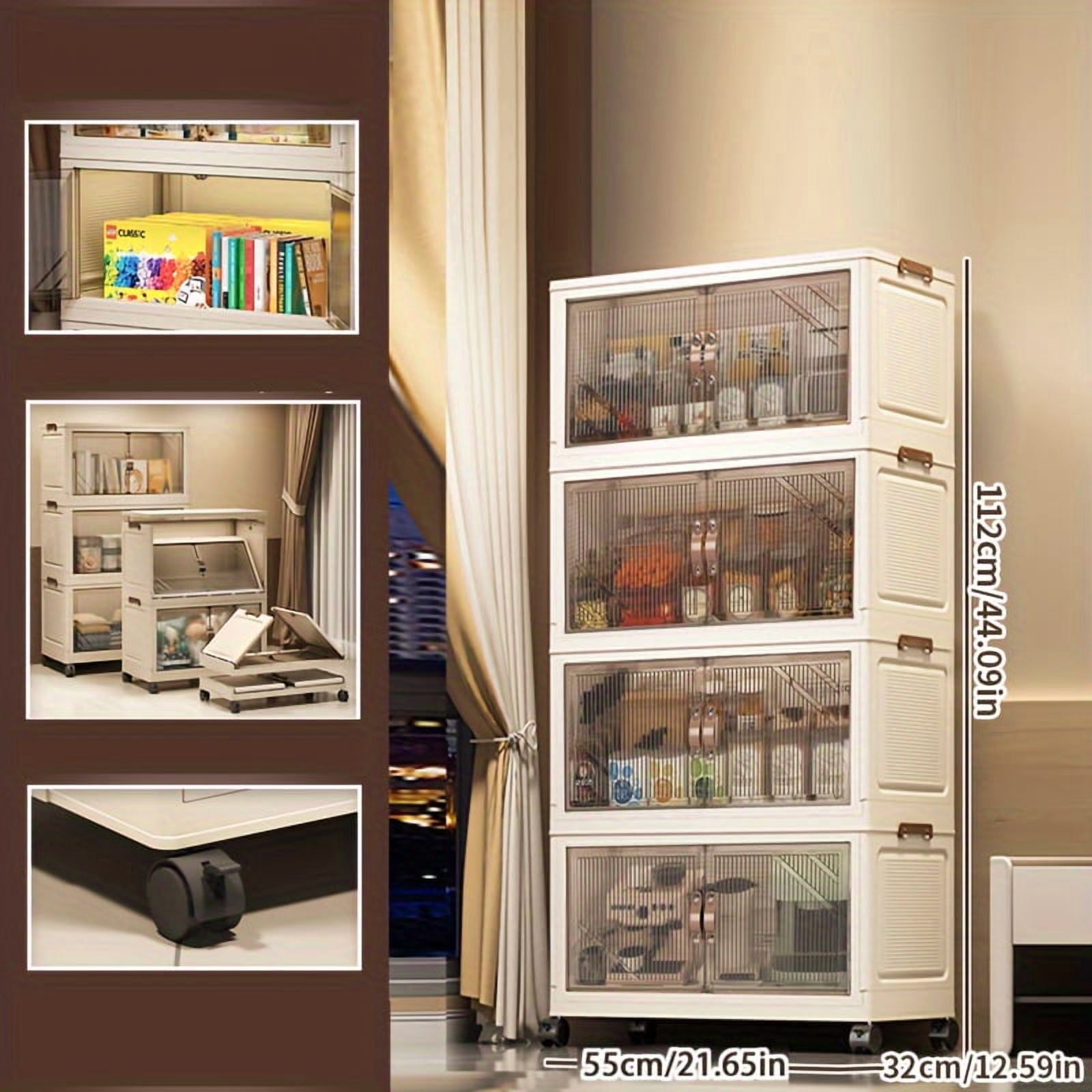 Stackable Plastic Storage Bins with Lids & Wheels - Foldable Magnetic ...