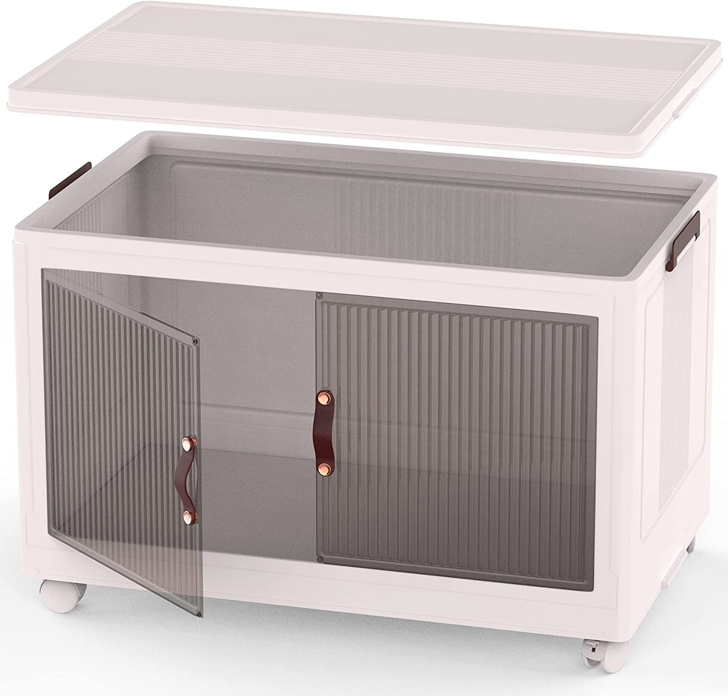 Stackable Plastic Storage Bins with Wheels Folding Storage Box with