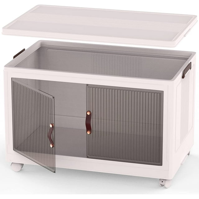 Stackable Plastic Storage Bins with Wheels Folding Storage Box with