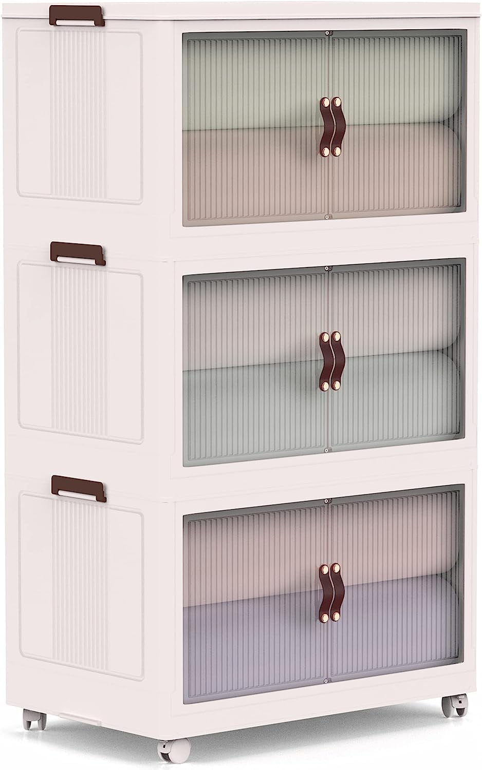 Stackable Plastic Storage Bins with Wheels Folding Storage Box with