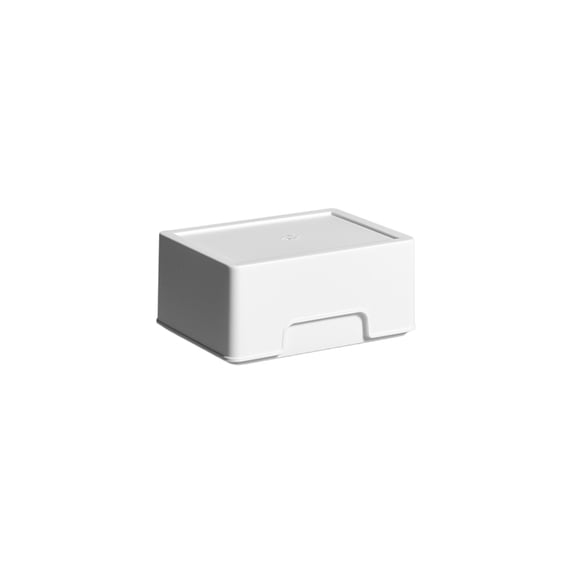 Stackable Plastic Storage Box with Lid, Small Desk and Bathroom Organizer Bin for Sundries, Makeup, and Cotton Swabs