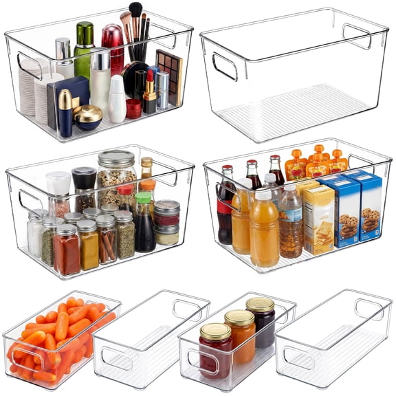 Stackable Plastic Storage Containers 8-Pack For Kitchen Pantry Fridge Organization