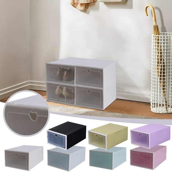Stackable Plastic Storage Drawer Organizer with Transparent Front Panel and Heart Handle for Home Office Use
