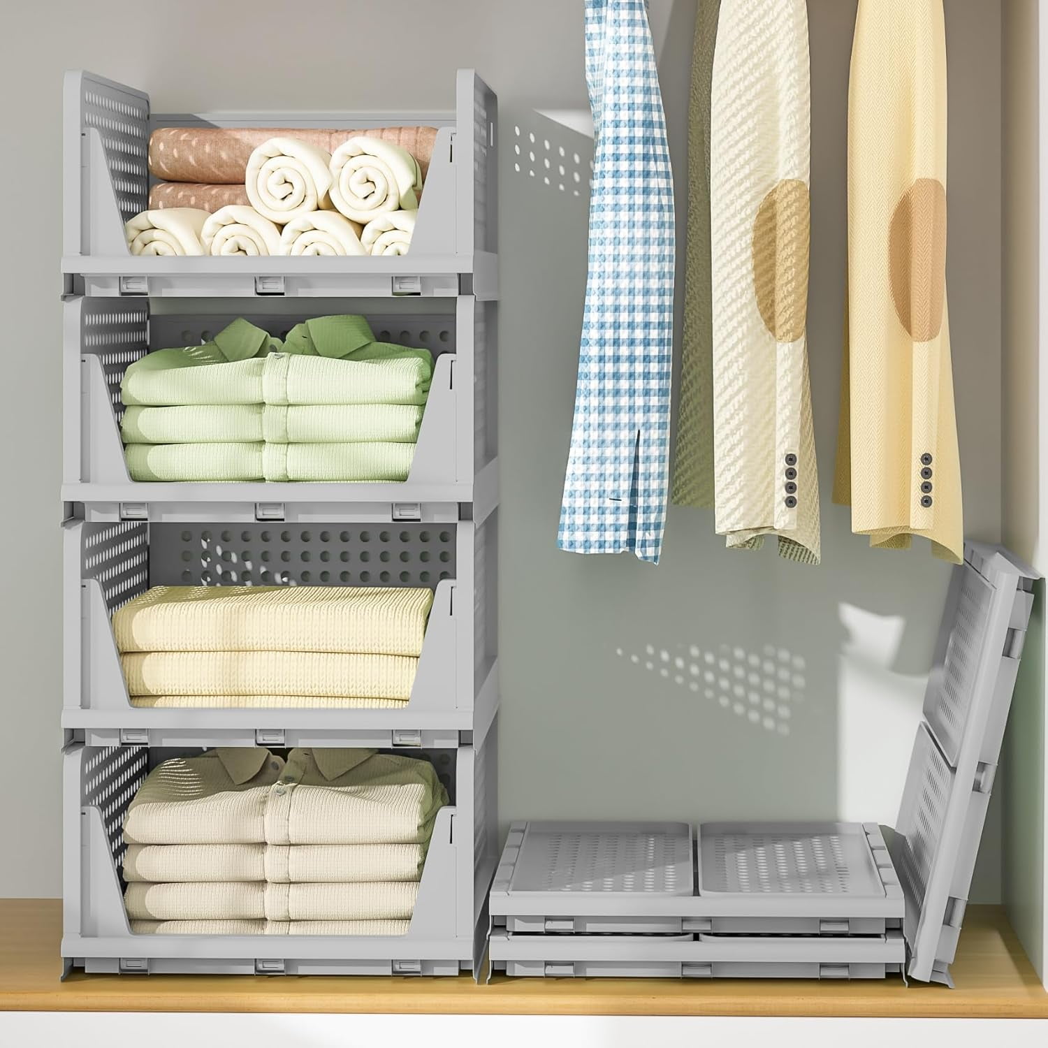 Stackable Plastic Storage Drawers for Closet Organizers and Storage,4 ...