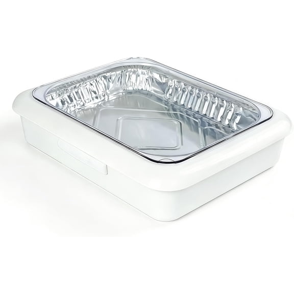 Stackable Portable Food Storage & Aluminum Foil Baking Pan Storage Set 2-in-1 Lidded Storage Container, Picnic BBQ Party Essential Dishwasher Safe