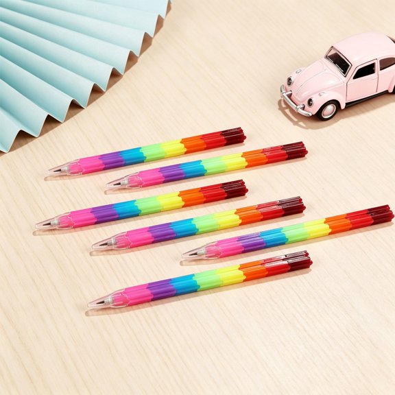Stackable Rainbow Pencils 8 Pack, Detachable Building Pencils, Non-Sharpening,Fun studying essentials for Classroom Rewards and Party Favors