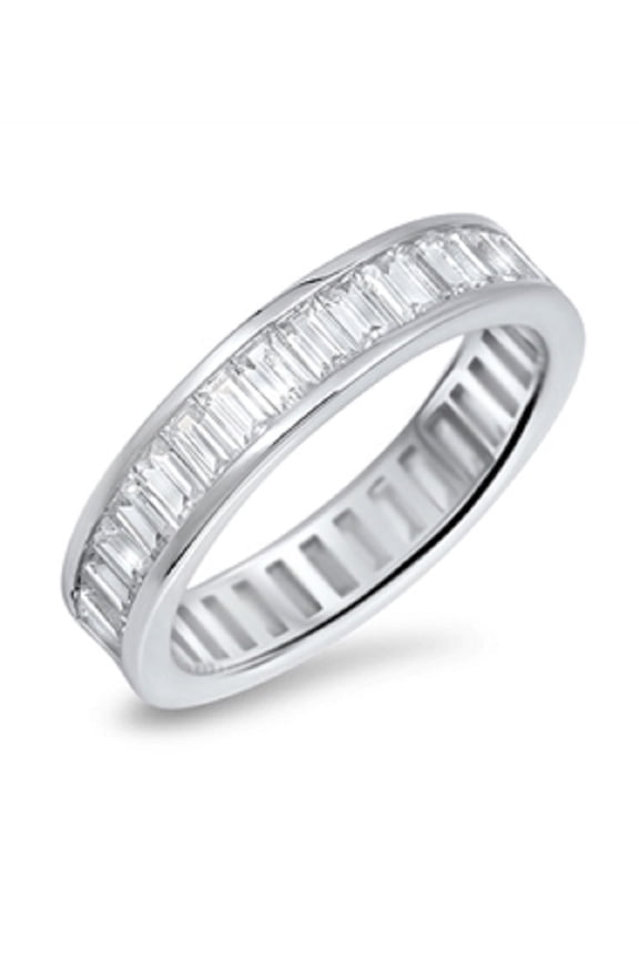 Stackable Rectangular Shape Cubic Zirconia Ring Sterling Silver 925
