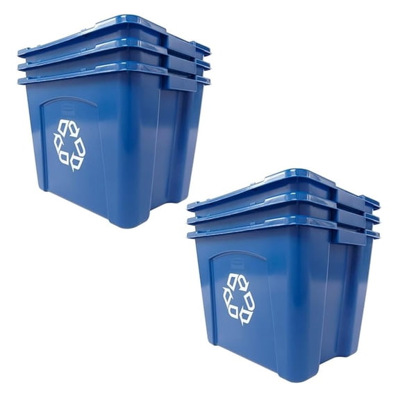 Stackable Recycling Bins 14 Gallon (6 Pack), Blue - Kitchen/Garage Waste Containers for Paper, Cardboard & Plastic