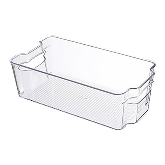 Stackable Refrigerator Drawer Organizer - Clear Pull-Out Fridge Storage Bin with Handle for Fruits Vegetables Meat - 4 Pack Space-Saving PET Plastic Containers FAJHHA | C