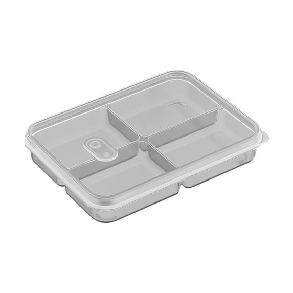 Stackable Refrigerator Organizer Bins with Lids, BPA-Free Plastic Food Storage Containers, Clear Compartmentalized Boxes for Kitchen and Pantry ( 4 Compartments )