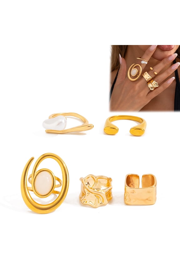 Stackable Ring Set Minimalist Fashion Stacking Rings Adjustable Band For Women Daily Wear metal Gold 5cm All Season