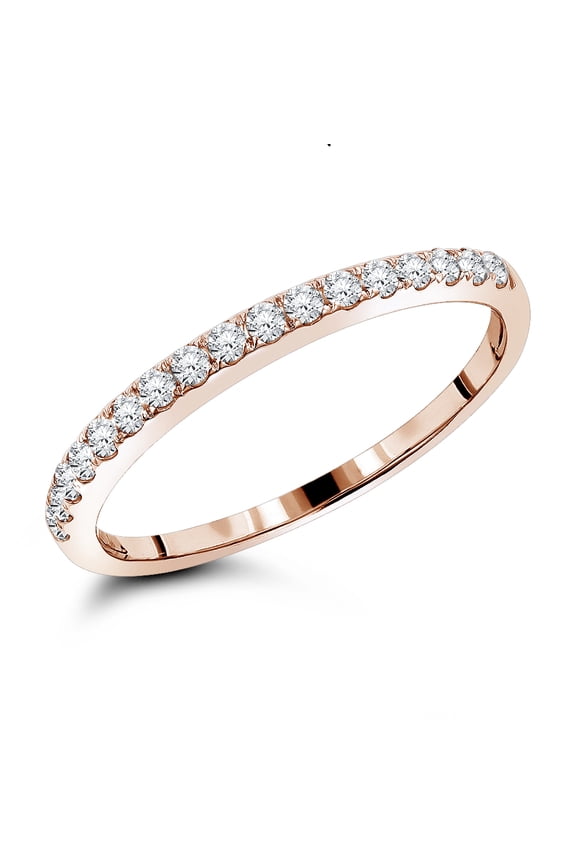 Stackable Rings 14K Gold Unisex Thin Natural Diamond Wedding Band (Rose Gold Size 10)