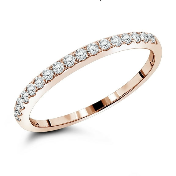 Stackable Rings 14K Gold Unisex Thin Natural Diamond Wedding Band (Rose Gold Size 4.5)