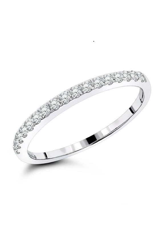 Stackable Rings 14K Gold Unisex Thin Natural Diamond Wedding Band (White Gold Size 9.5)