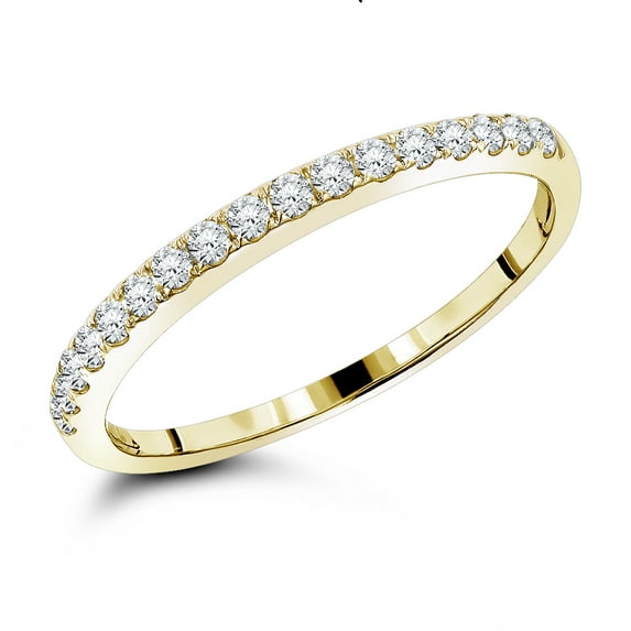 Stackable Rings 14K Gold Unisex Thin Natural Diamond Wedding Band (Yellow Gold Size 11.5)