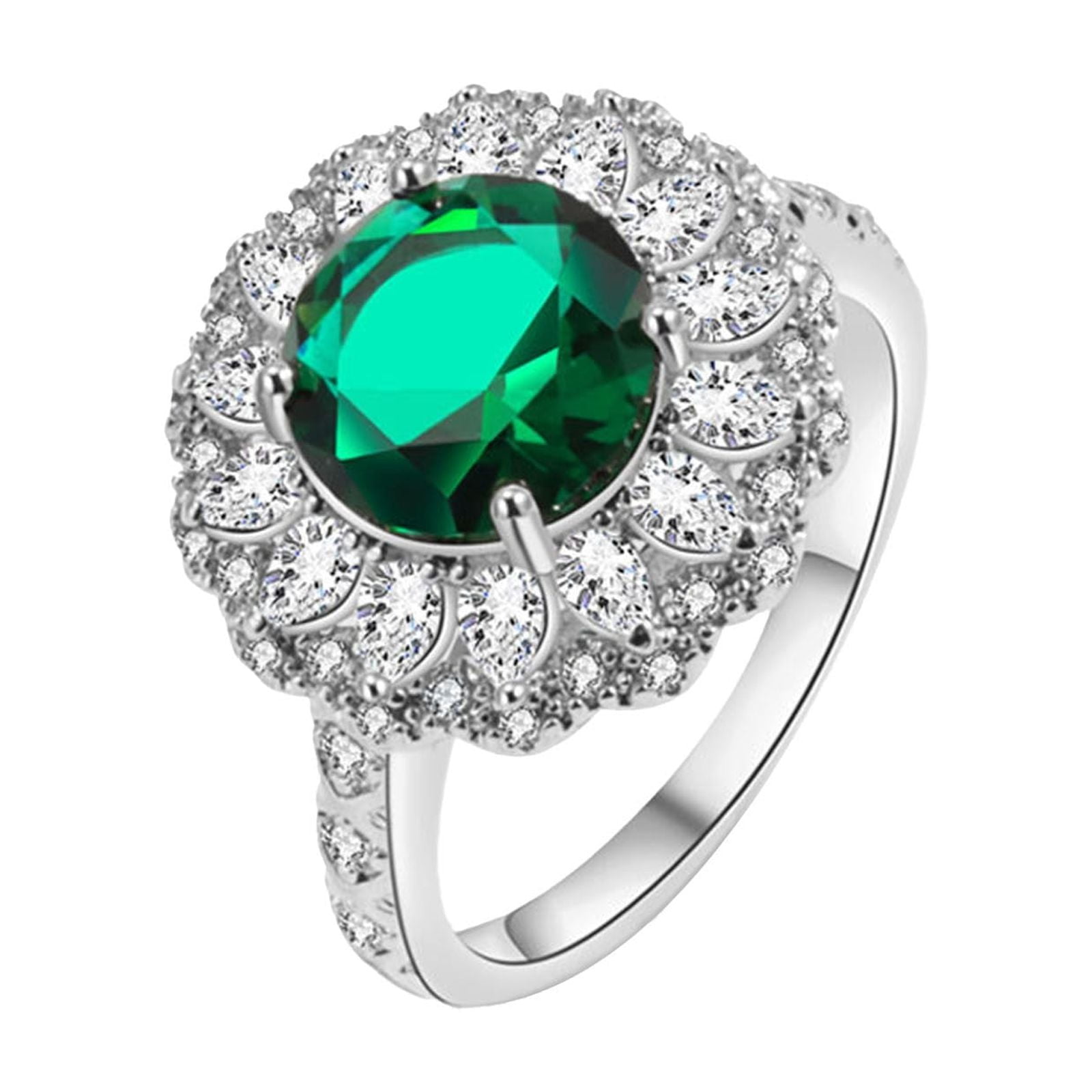 Stackable Rings For Women Women's Imitation Maldivian Blue Green Moissanite Diamond Ring