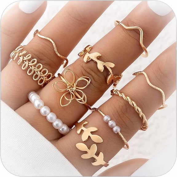 Stackable Rings Set for Women Gifts Trendy Stuff Gold Stackable Moon Star Knuckle Rings Boho Rings Cute Stuff Jewelry Gifts