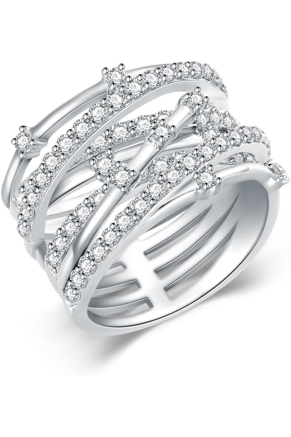 Stackable Rings for Women Entwined Ring With Cubic Zirconia Engagement Ring Criss Cross Rings CZ Rings Eternity Ring Wedding Bands Platinum Plated Ring Wedding Band Ring Jewelry Gift