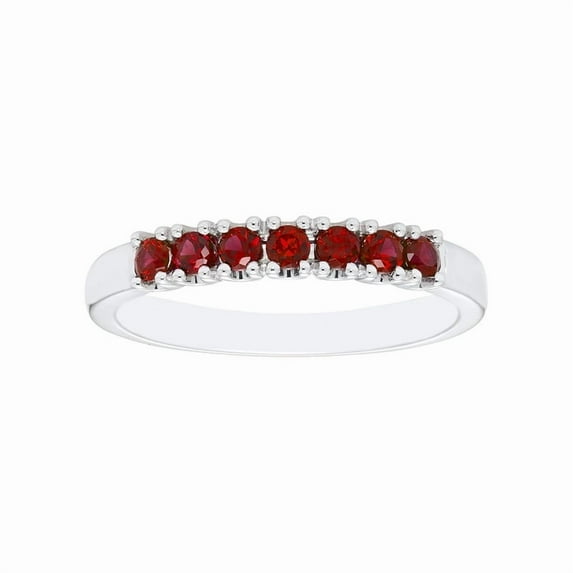 Stackable Round 3mm Ruby Cz Gemstone 925 Sterling Silver Women Wedding Engagement Ring, Eternity Band, Gift For Her