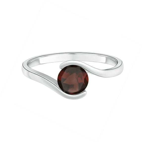 Stackable Round 5 MM Red Garnet 925 Sterling Silver Women Promise Ring