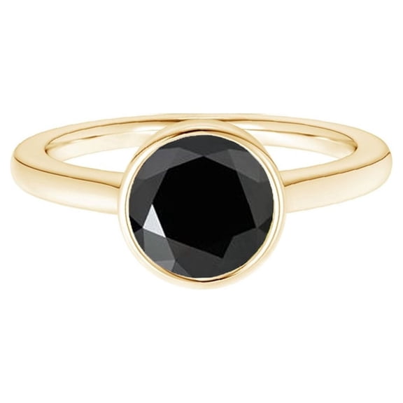 Stackable Round 9 MM Black Spinel 925 Silver Yellow Gold Vermeil Women Ring