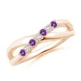 thumbnail image 1 of Stackable Round Amethyst 925 Sterling Silver Rose Plated Women Anniversary Ring, 1 of 4