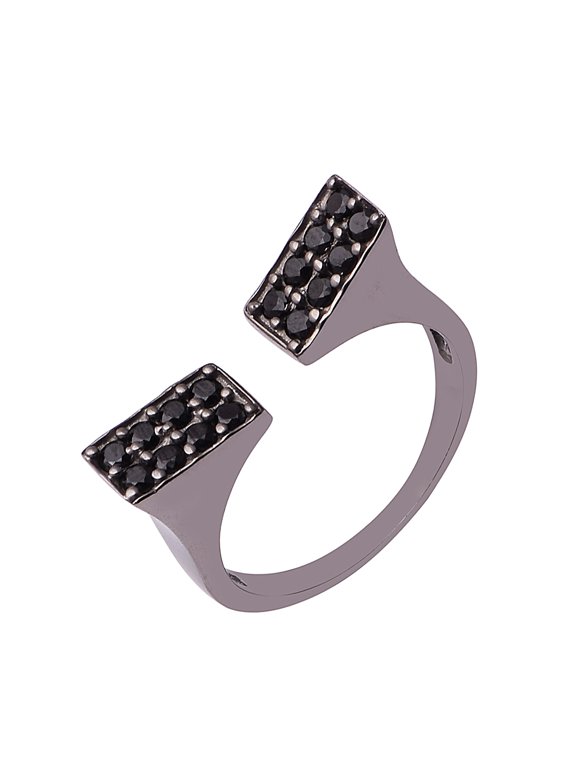 Stackable Round Black Spinel Gemstone 925 Sterling Silver Women Valentines Day Gifts Ring US-6