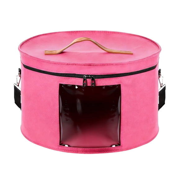 Stackable Round Brim Hat Storage Box, Foldable Cowboy Hat Organizer Container for Closet and Travel(Pink,48cm)