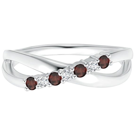 Stackable Round Garnet Gemstone 925 Sterling Silver Women Anniversary Ring