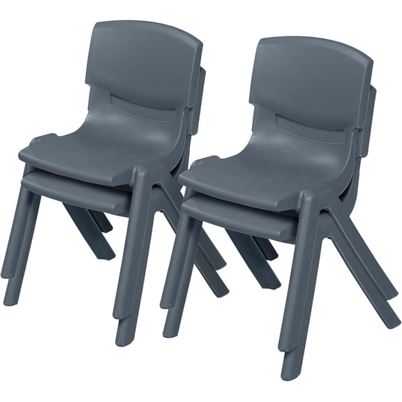 Stackable School Chairs, 12in Seat Height, Kids Furniture, Grey, 4-Pack