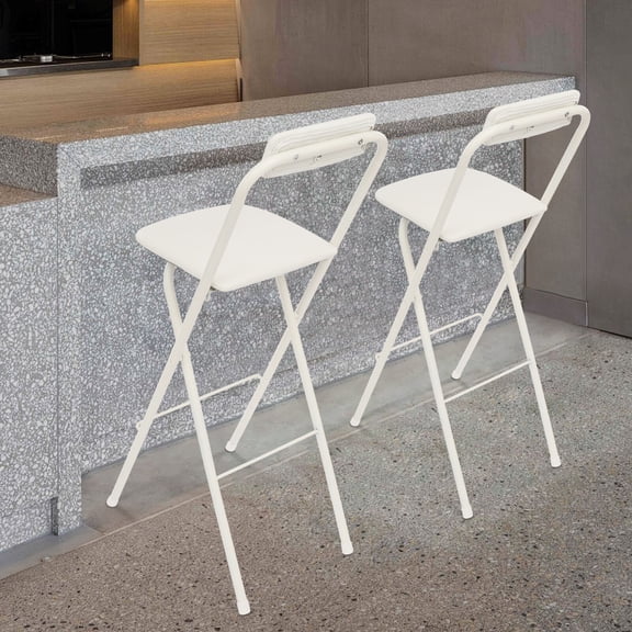 Stackable School Chairs, Folding Stool, 2-Pack White Folding Stool, 75cm Height, 275.58 lbs Load, X-Leg, for Classroom Home Office