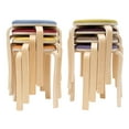 thumbnail image 1 of Stackable Set of 8 Stools,Upholstered Round Bar Stools with Foot Mat, Wooden Stacking Portable Stools, Multipurpose Chair for Home Breakfast Dining Kitchen Office Classroom, Multicolor, 1 of 9