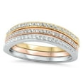 thumbnail image 1 of Stackable Set Rose Gold-Tone White CZ Ring .925 Sterling Silver Band Jewelry Female Size 5, 1 of 4