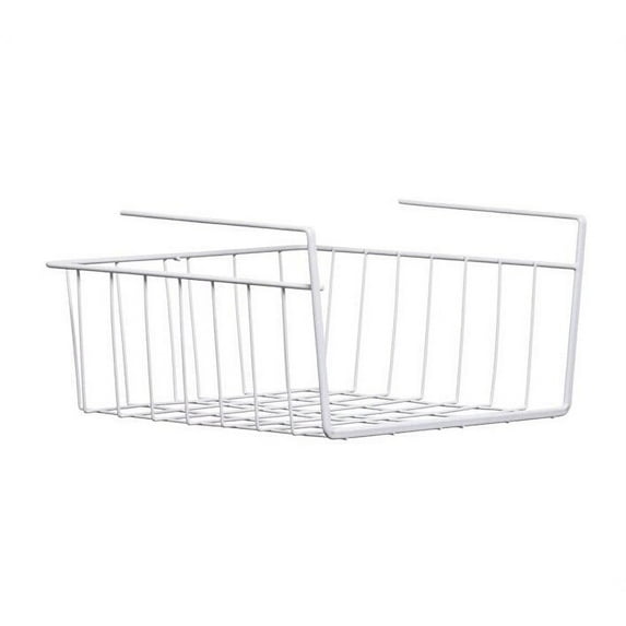 Stackable Under Shelf Baskets - White Pantry Baskets Under Shelf Organizer for Organization and Storage, Hanging Wire Baskets for Cabinet Shelf、Desk Bookshelf, 1 Pack