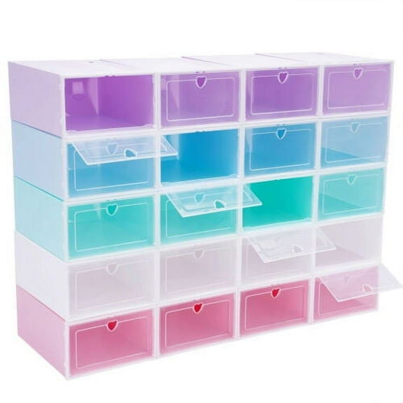 Stackable Shoe Container Thicken Plastic Shoe Storage Box Organiser 20 Pack