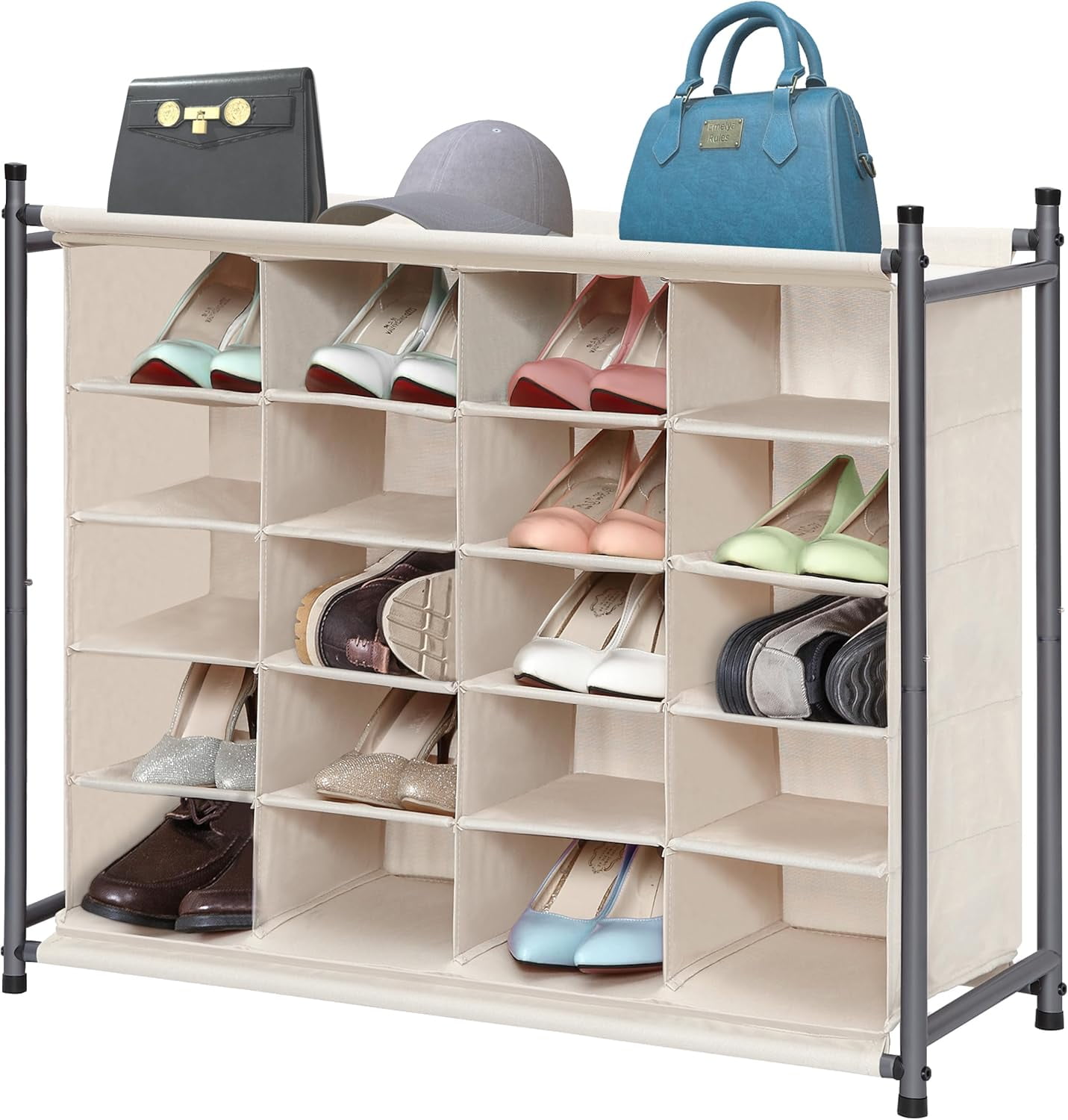 Stackable Shoe Cubby Organizer, Free Standing Shoe Cube Rack for ...