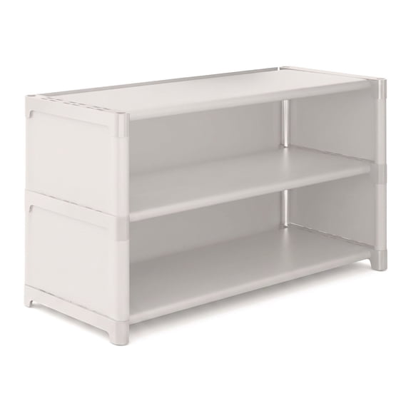 Stackable Shoe Rack, 2-Tier Space Saving Corner Shoe Shelf, Vertical Shoe Stand for Front Door Entryway, Closet, Small Space, Hallway, Garage(Plastic)