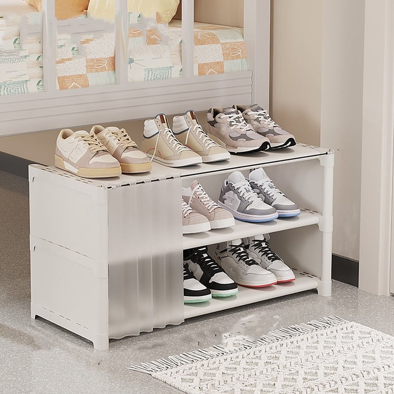 Stackable Shoe Rack, 3-Tier Space Saving Corner Shoe Shelf