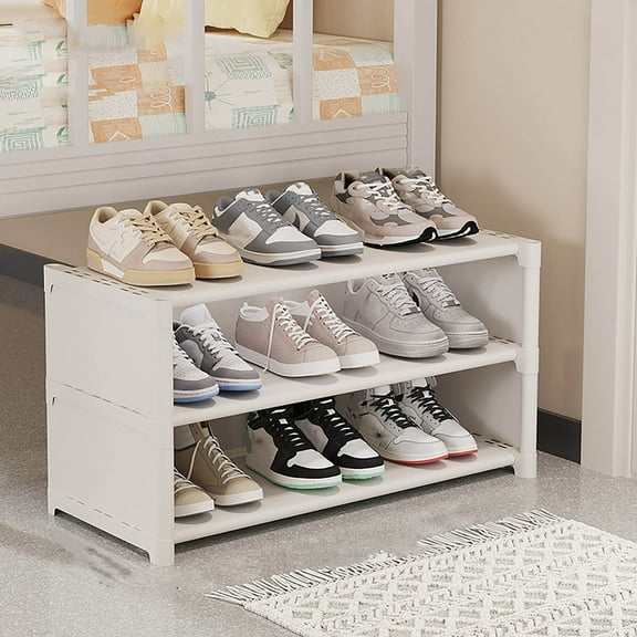 Stackable Shoe Rack, 3-Tier Space Saving Corner Shoe Shelf, Vertical Shoe Stand for Front Door Entryway, Closet, Small Space, Hallway, Garage
