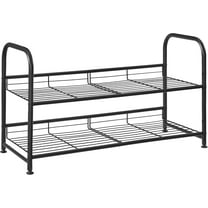 Stackable Shoe Rack, 4 Tier Metal Shoes Rack Storage Shelf, Holds up to 20 Pairs Shoes, Adjustable Slanted Shelves Tower Organizer for Closet Entryway Small Spaces