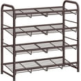 thumbnail image 1 of Stackable Shoe Rack, 4 Tier Metal Shoes Rack Storage Shelf, Holds up to 20 Pairs Shoes, Adjustable Slanted Shelves Tower Organizer for Closet Entryway Small Spaces, Bronze, 1 of 9